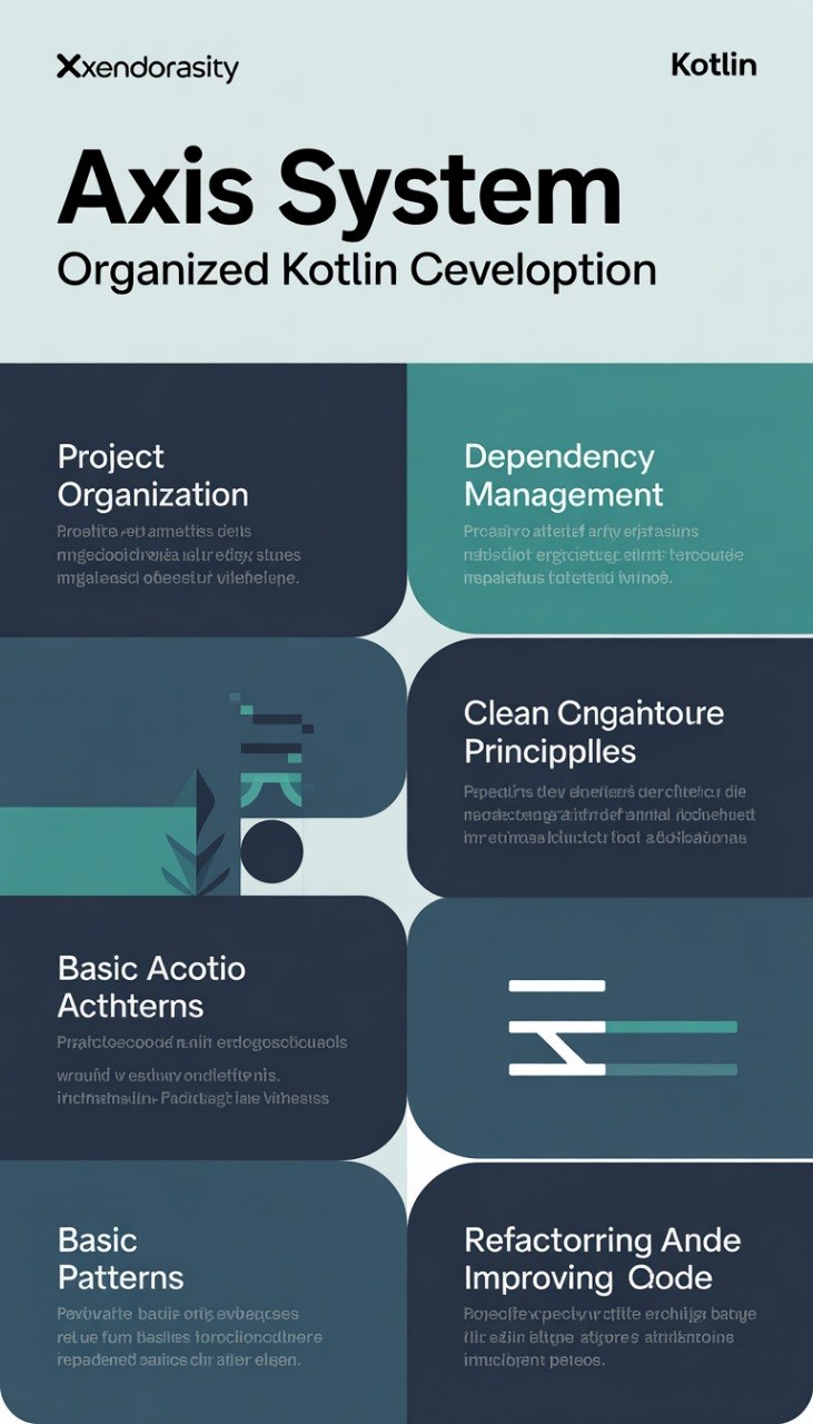 Cover of 'Axis System: Organized Kotlin Development' by Xendorasity with text and minimal design.