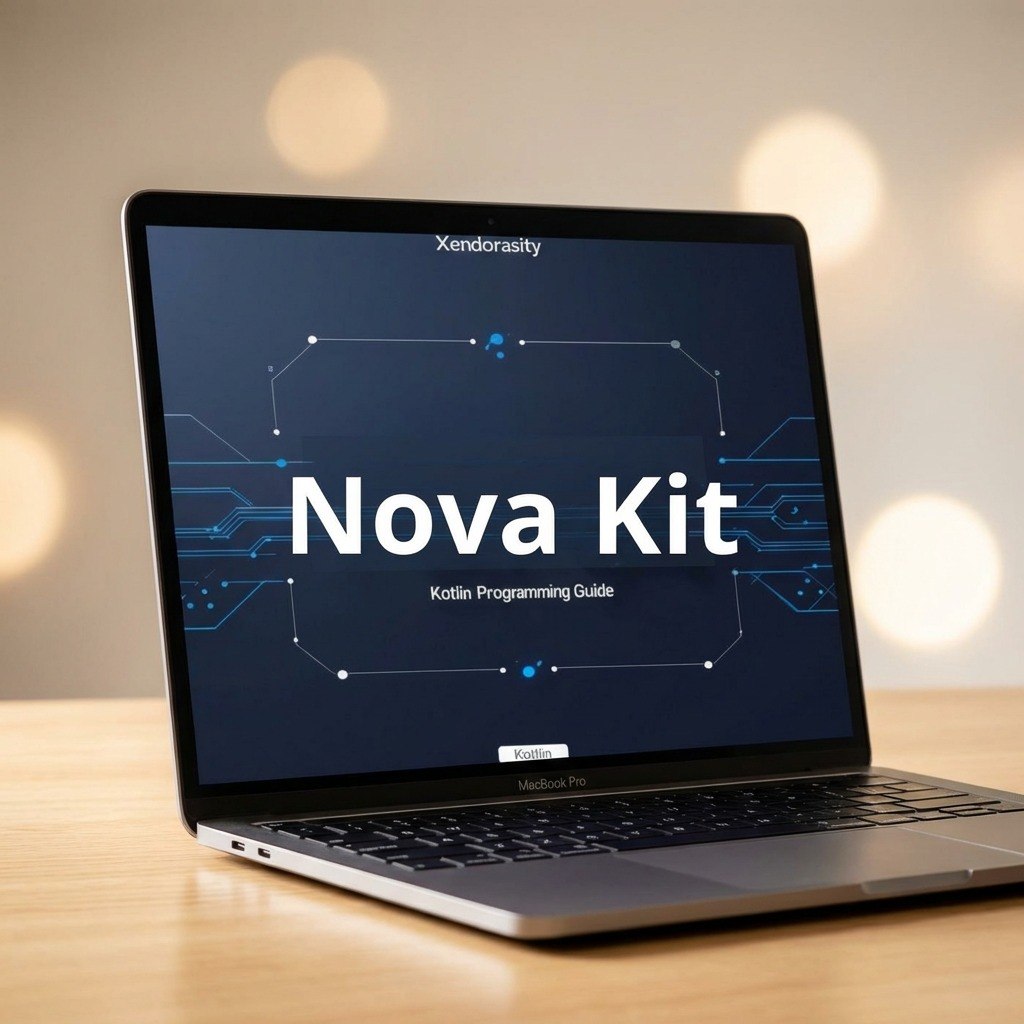 Laptop displaying 'Nova Kit' on a blurred background