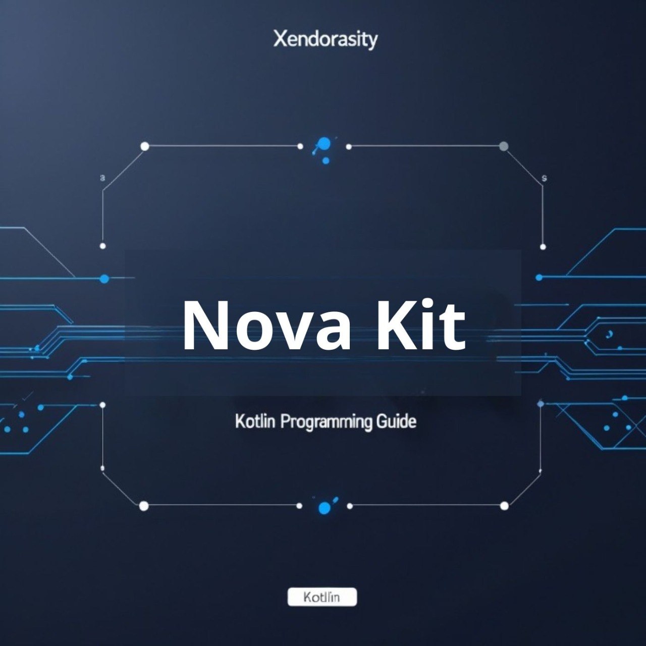 Cover of 'Nova Kit Kotlin Programming Guide' by Xendorasity with technical design elements on a dark blue background.