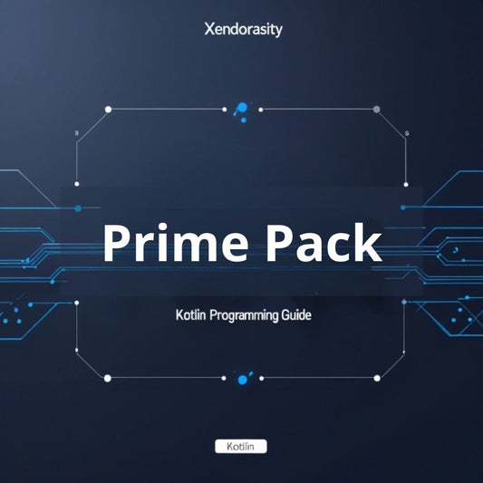 Cover of Xendorasity Prime Pack Kotlin Programming Guide with blue circuit design on a dark background